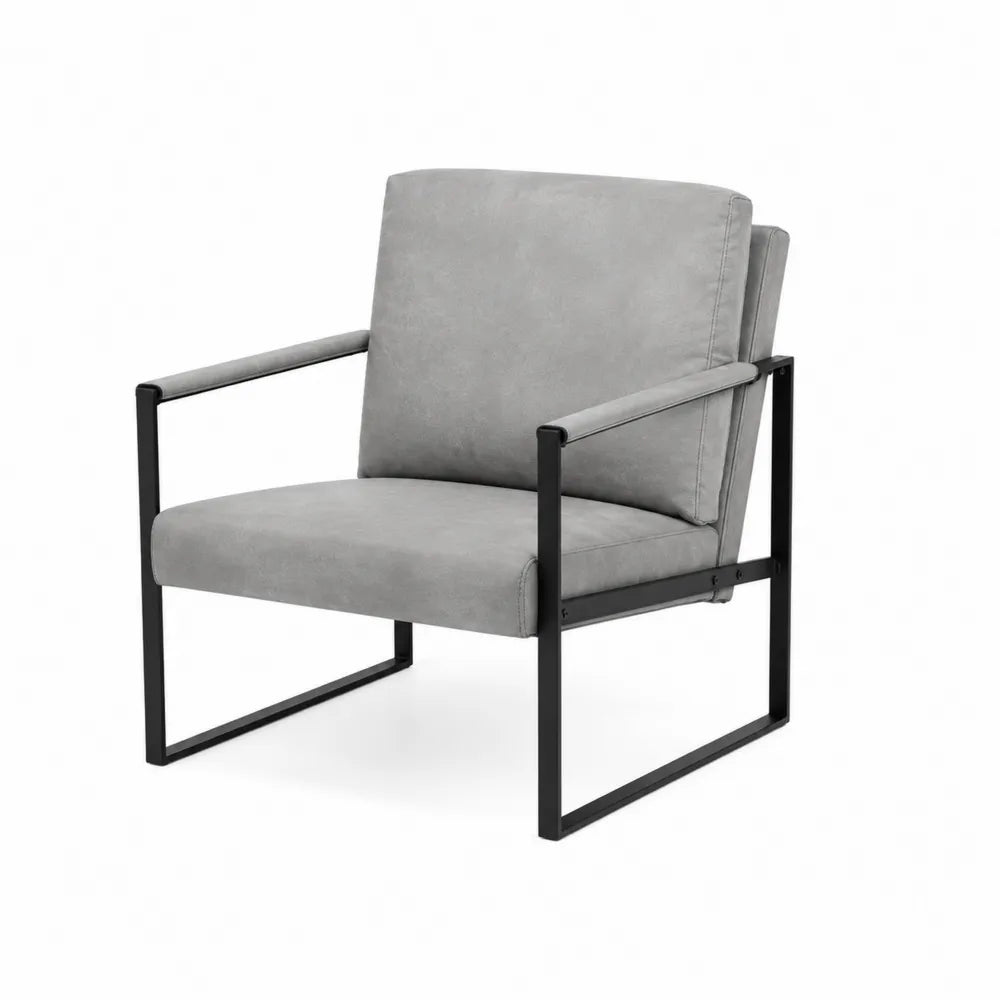 Sessel Mikrofaser Grau Metallrahmen 80x70x75 cm