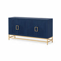 Sideboard Blau MDF Stahl 150x40x80 cm