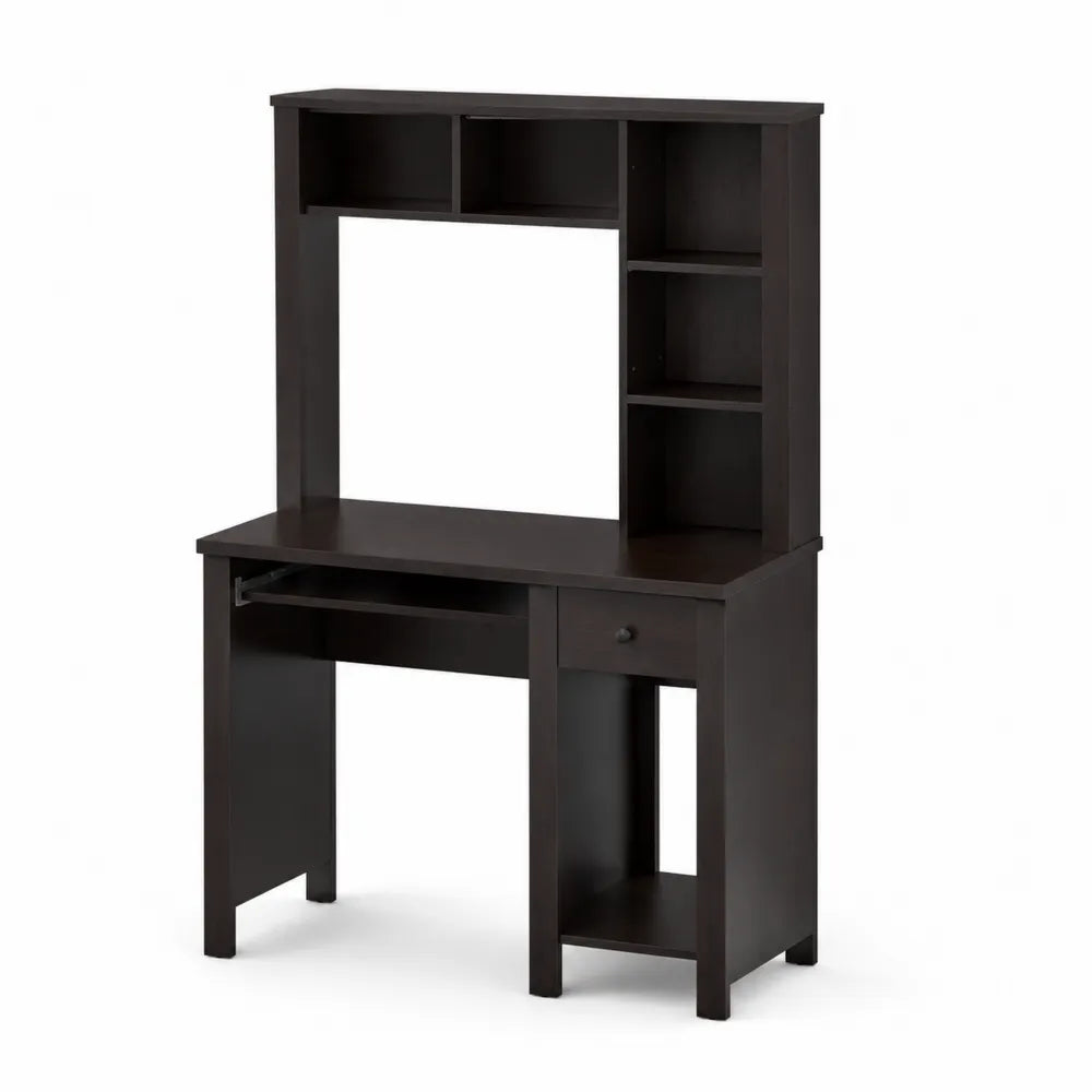 Holz Computerschreibtisch mit Regal Dunkelbraun 120x60x150 cm