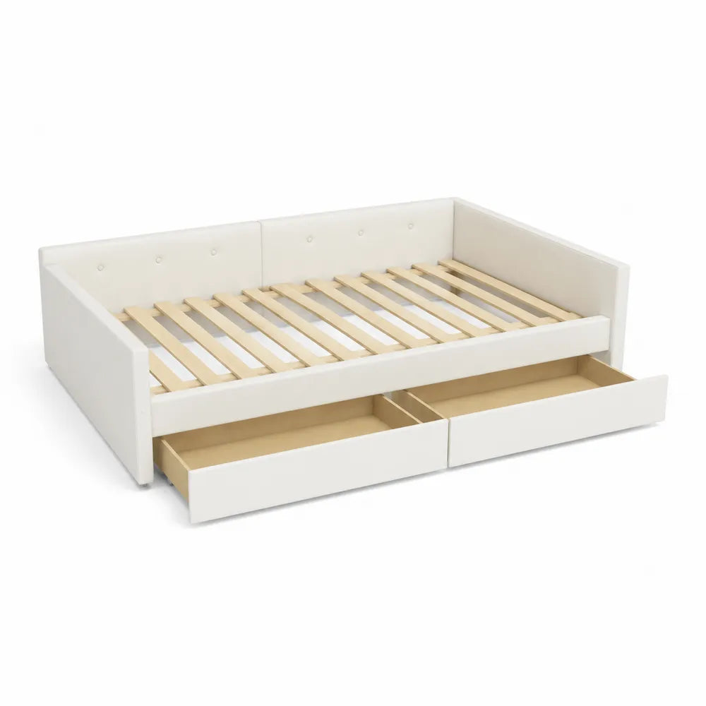 Holzbett mit Schubladen Weiß 205x95x70cm