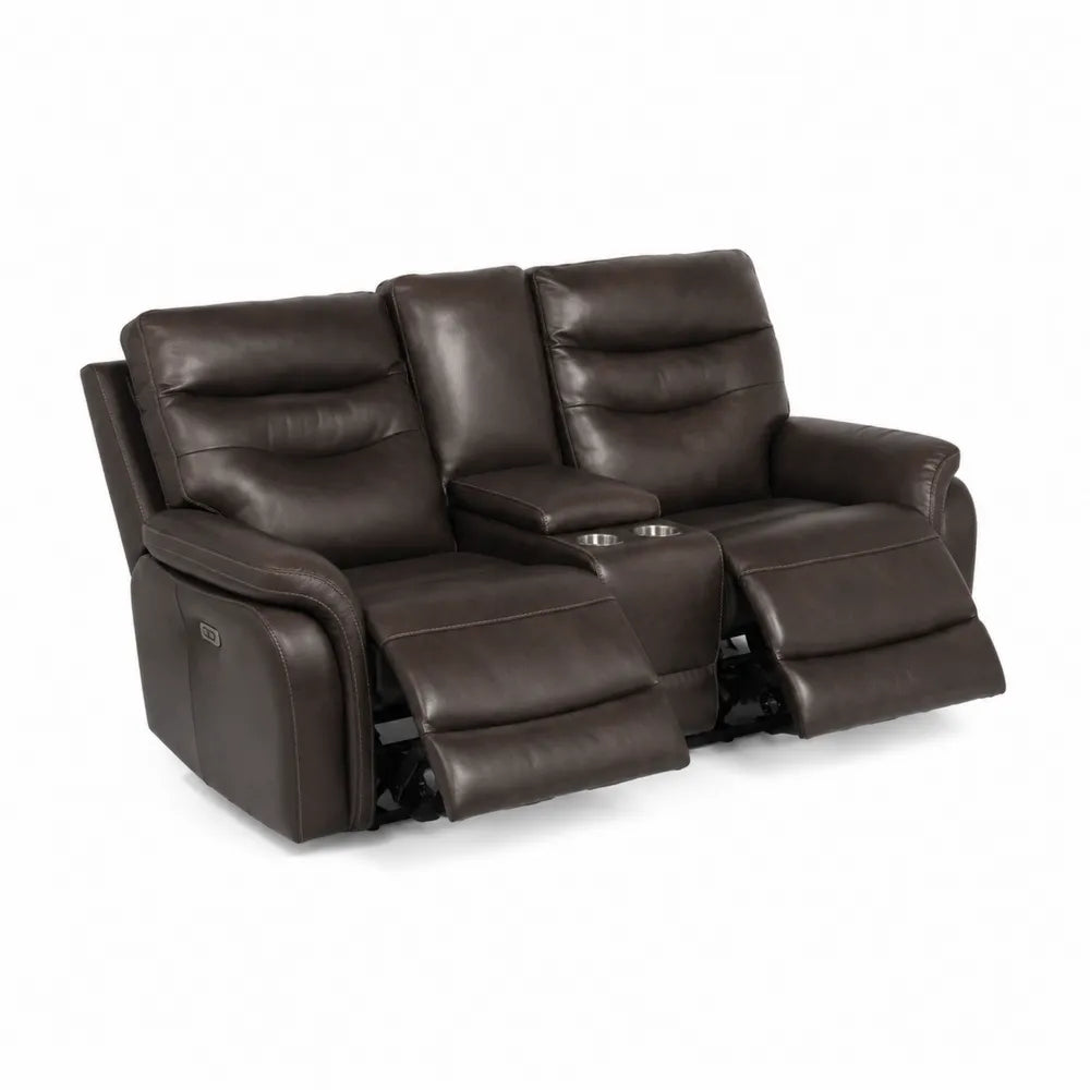 2-Sitzer Kinosofa mit Liegefunktion aus Kunstleder, Dunkelbraun