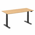 Elektrisch höhenverstellbarer Schreibtisch mit Bambusplatte 140 cm Schwarz