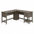 Eckschreibtisch L-Form Holz Grau mit Schublade
