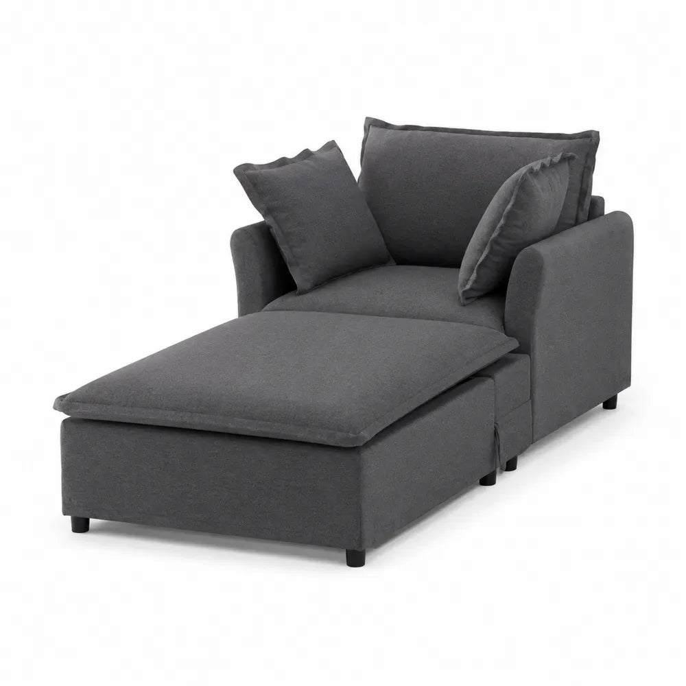 Ecksofa mit Ottoman aus Stoff in Dunkelgrau