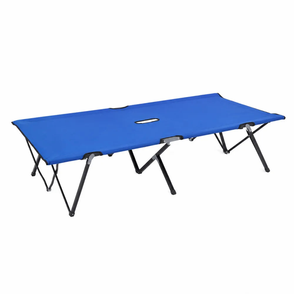 Klappbare Campingliege Stahl Blau Textilgewebe