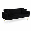 Schwarzes Cordsofa mit Metallbeinen