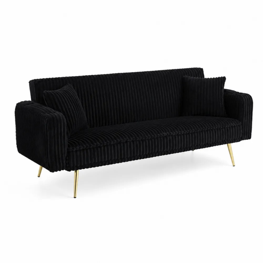 Schwarzes Cordsofa mit Metallbeinen