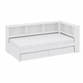 Tagesbett aus Holz mit Regal und Schubladen 90x200 cm Weiß