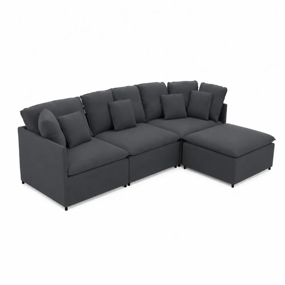Ecksofa Dunkelgrau Stoff 275cm x 210cm