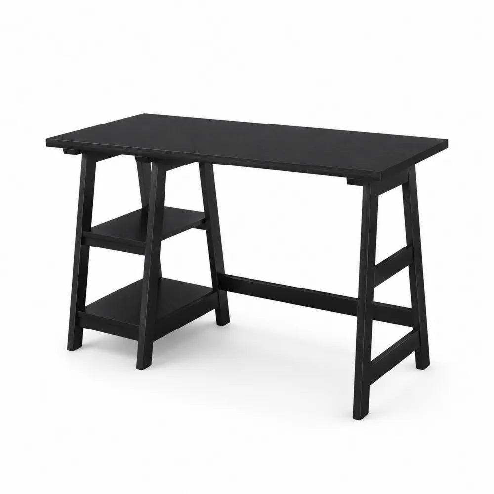 Schreibtisch aus MDF-Holz mit Ablagen Schwarz